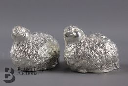 Pair of Silver Plated Quail Condiments