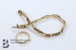 9ct Gold Tricolour Bamboo Bracelet