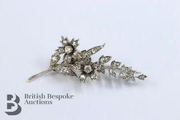 Gold and Diamond Leaf Brooch