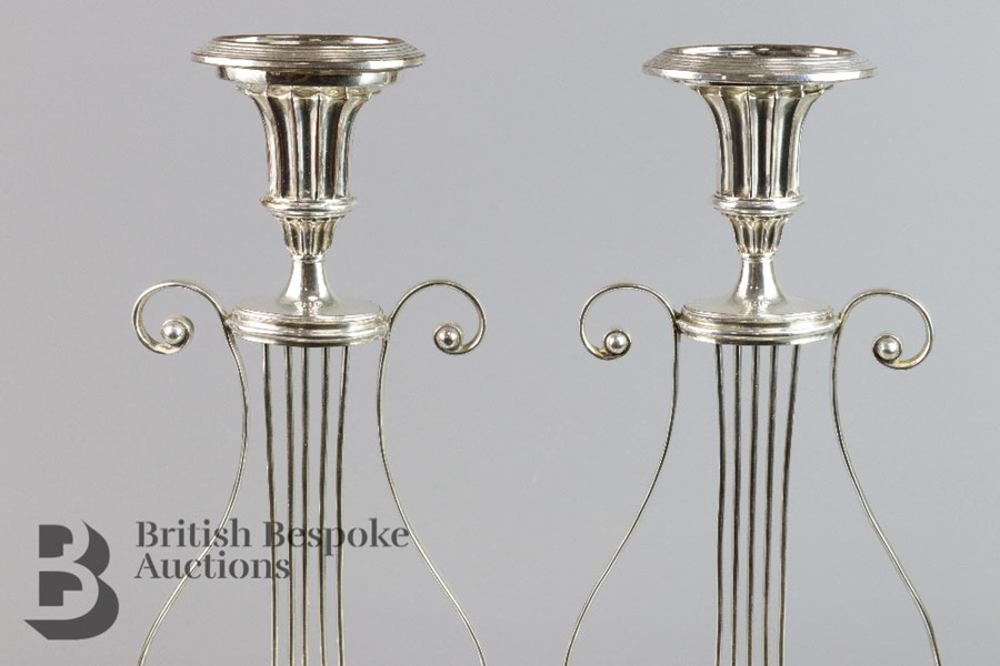 Pair of Silver Plated Lyre Candlesticks - Image 6 of 7