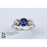 Antique Natural Royal Blue Sapphire and Diamond Ring