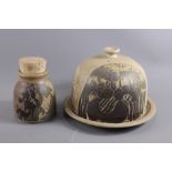 Studio Pottery Cheese Dome, Pickle Jar and Myott and Sons Art Deco Jug