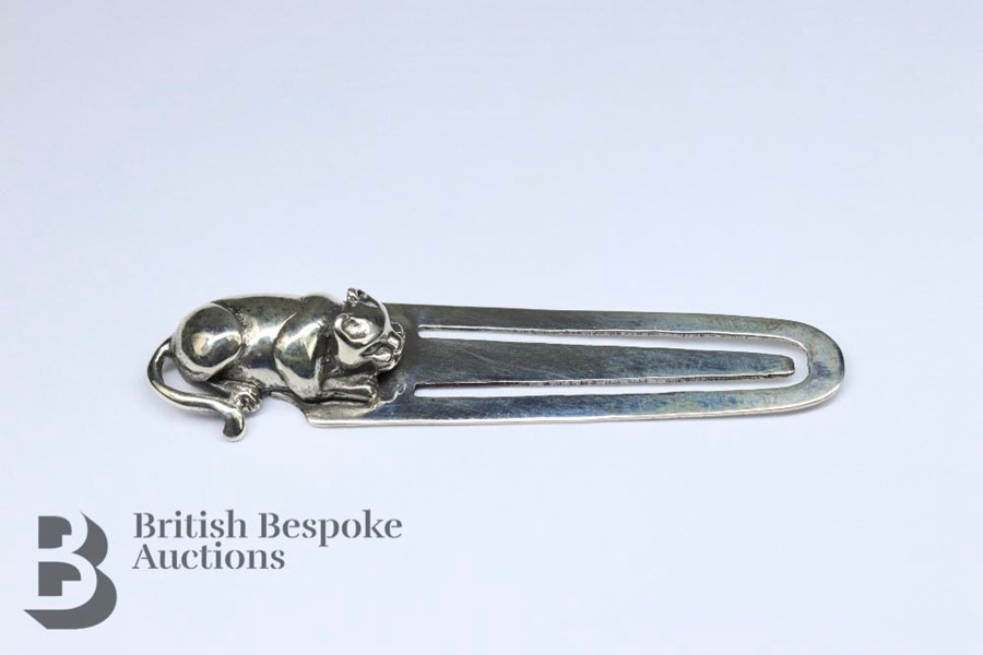 Silver Bookmark with Cat Finial