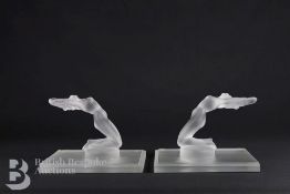 Pair Lalique Chrysis Mascot Bookends