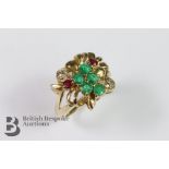 9ct Multi-Stone Emerald and Ruby Ring