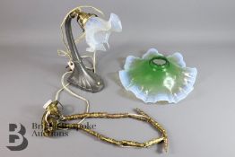 Opaline and Green Glass Ceiling Light