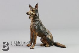 Bronze Cold Painted German Shepherd Figurine