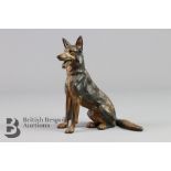 Bronze Cold Painted German Shepherd Figurine