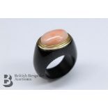 14ct Gold Onyx and Coral Ring