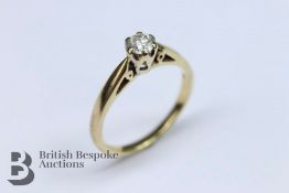 A 9ct Yellow Gold Single Stone Diamond Ring