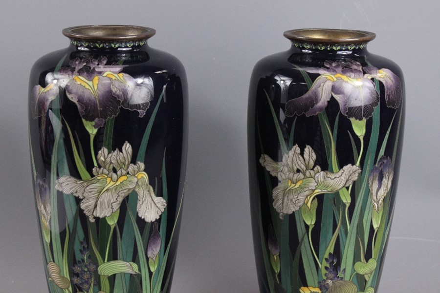 Late Meiji Period Japanese Cloisonne Vases - Image 2 of 6