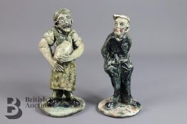 Two Signed Norman Underhill Clay Figures