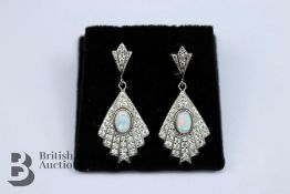 Pair of Silver and Opal Panelled Earrings