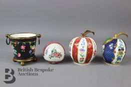 Royal Worcester Candle Snuffers, Mini Jardiniere and Paperweight