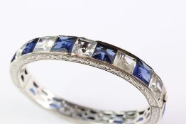 Art Deco-Style Sapphire and Paste Bangle