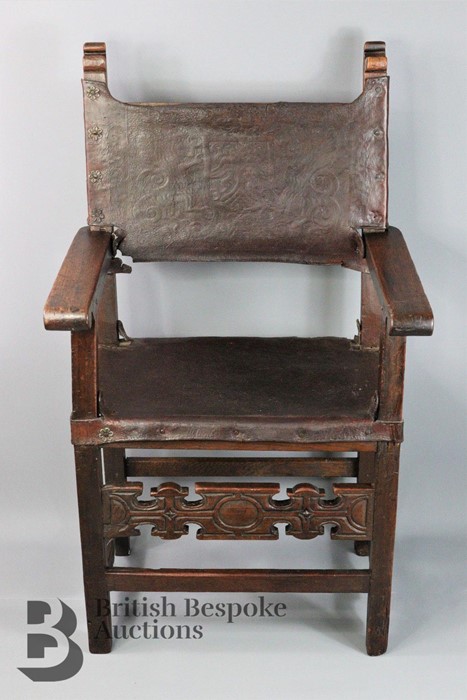 18th Century Spanish Baronial Chair - Image 6 of 10