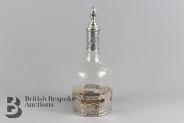 Continental 19th Century Silver and Cut Crystal Wine Decanter