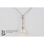 Diamond and Pearl Drop Pendant