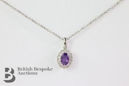 Amethyst and Diamond Cluster Pendant