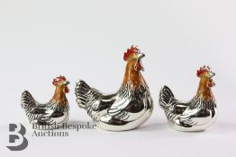 Silver and Enamel Saturno Rooster Condiment Set