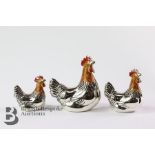 Silver and Enamel Saturno Rooster Condiment Set