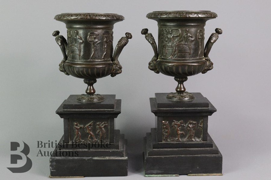 Pair of French/Italian Bronze Urns