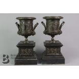 Pair of French/Italian Bronze Urns