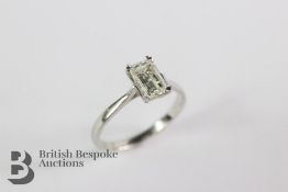 An 18ct White Gold Emerald-Cut Diamond Ring