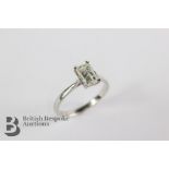 An 18ct White Gold Emerald-Cut Diamond Ring