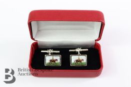 Pair of Silver and Enamel Cufflinks.