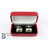 Pair of Silver and Enamel Cufflinks.