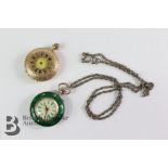 Lady's Green Enamel and Silver Gilt Pocket Watch