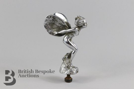 Art Deco Chrome Plated Car Mascot Modelled As A Winged Nymph Approx 13 Cms H Marked Dfs Ncl 