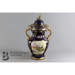 Continental Blue and Gilded Vase and Cover