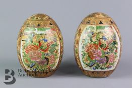 Pair of Decorative Famille Rose Eggs