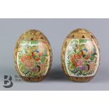 Pair of Decorative Famille Rose Eggs