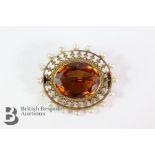 Topaz and Pearl Brooch