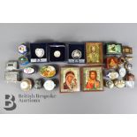 Collection of Fifteen Enamel and Other Pill Boxes