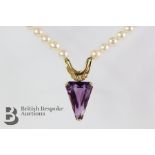 18ct Yellow Gold Amethyst and Pearl Necklace