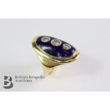 18ct Gold Diamond and Enamel Ring