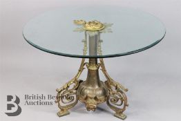 Baroque Style Brass and Glass Coffee Table