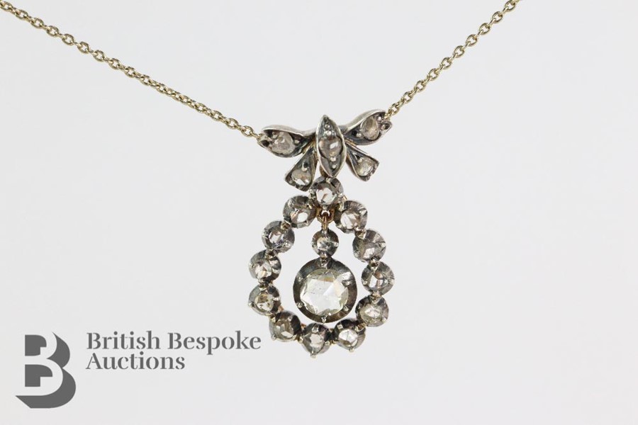 Antique Yellow Gold and Silver Diamond Pendant