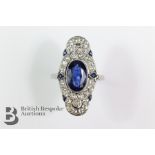 Art Nouveau Platinum Sapphire and Diamond Ring