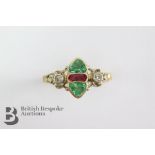 Antique Yellow Gold Diamond, Ruby and Emerald Ring