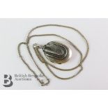 Victorian Silver Oval Locket and Chain