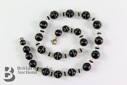 Banded Agate and Glass Bead Necklace