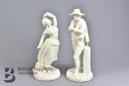 Pair of Late 19th Century Parian Ware Figurines