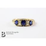 Antique 18ct Yellow Gold Midnight Blue Sapphire and Diamond Ring