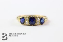 Antique 18ct Yellow Gold Midnight Blue Sapphire and Diamond Ring