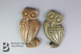Two Hardstone Carved Owls